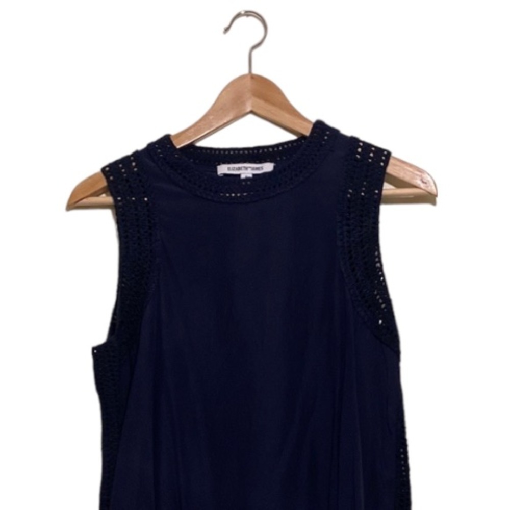 Elizabeth and James navy silk blouse. Size S